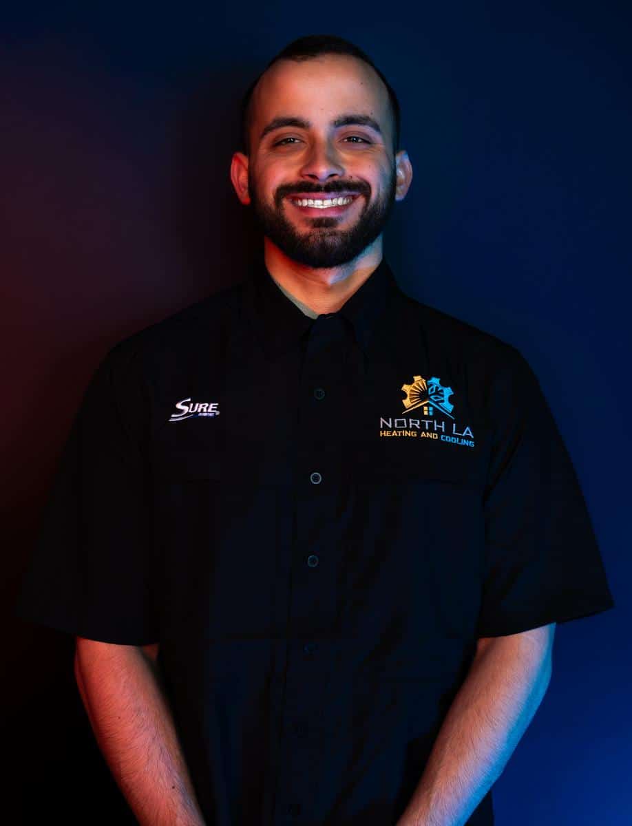 A portrait of Hunter Caviness at North LA Heating & Cooling in Monroe, LA.