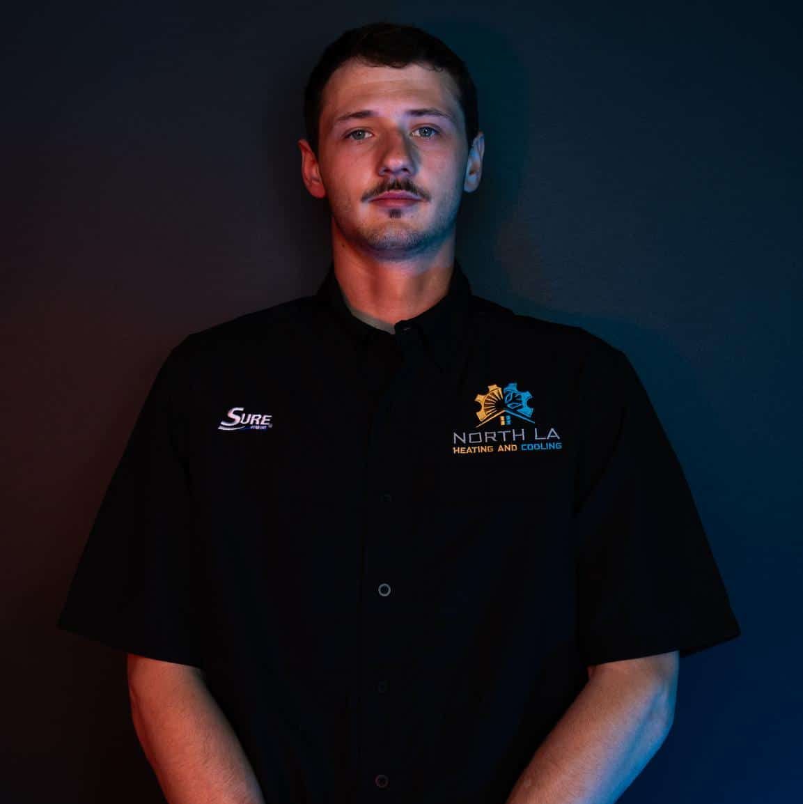 A portrait of Tanner Black at North LA Heating & Cooling in Monroe, LA.