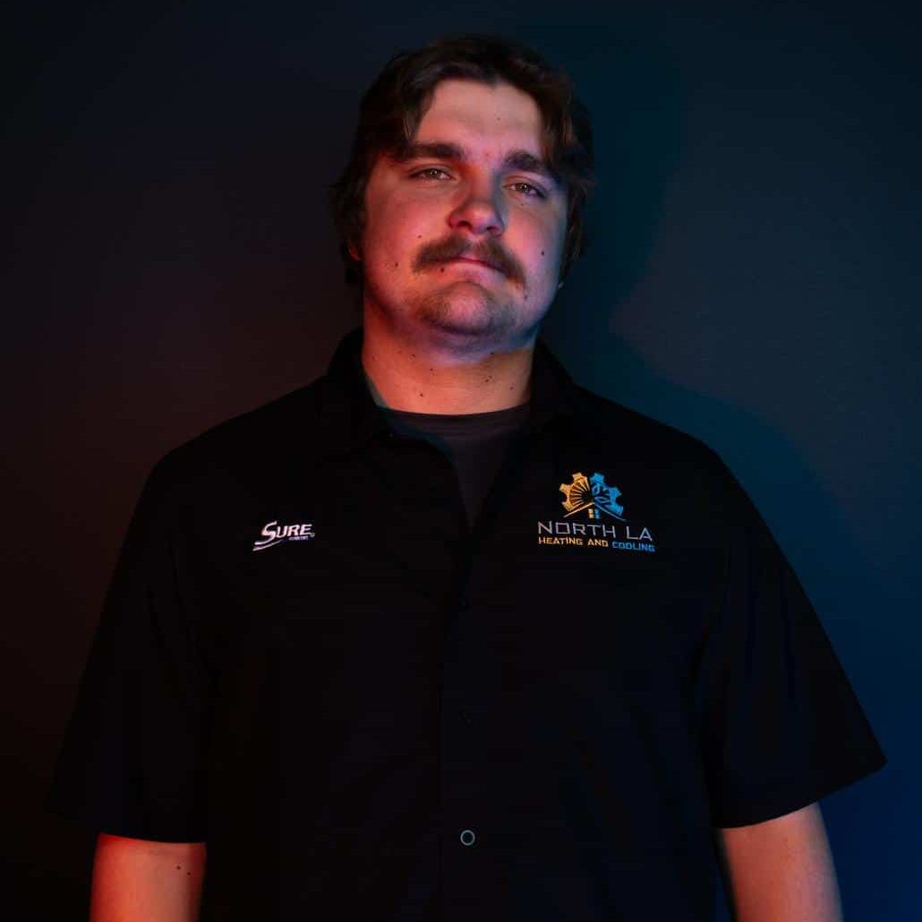 A portrait of Nick Rawls at North LA Heating & Cooling in Monroe, LA.