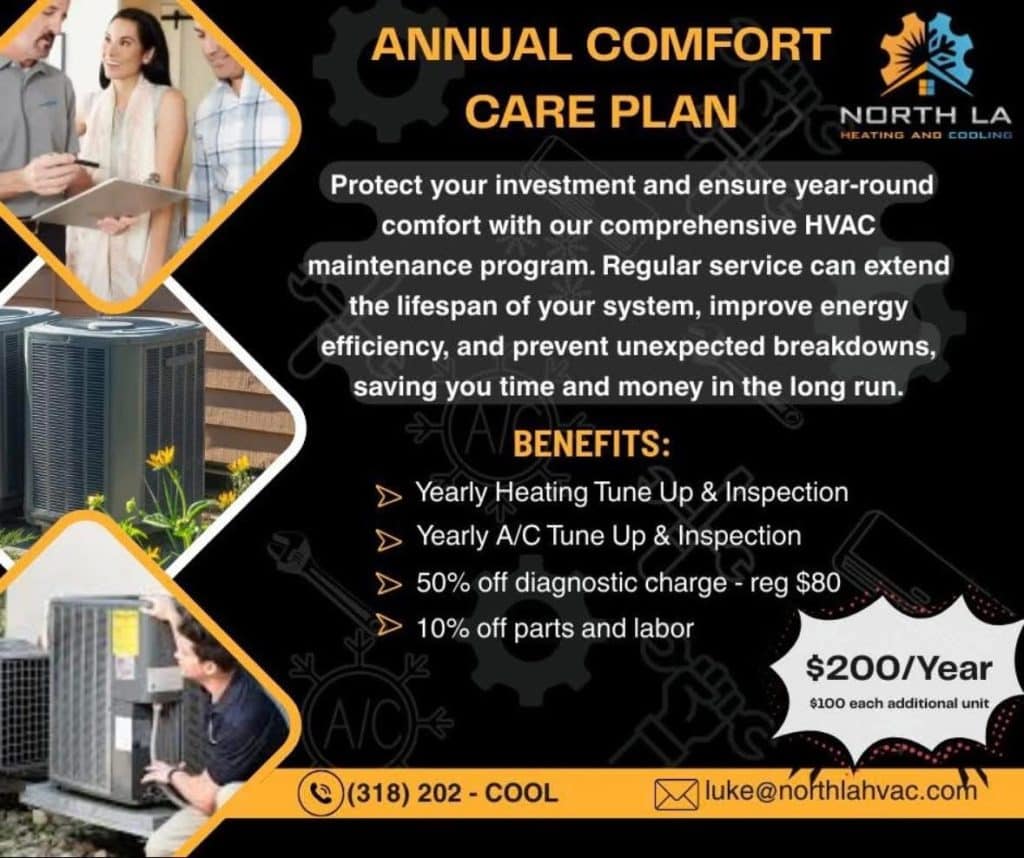 Graphic for the Comfort Care Plan for North LA Heating & Cooling in Monroe, LA.